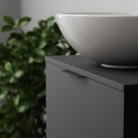 Inda - Mobile bagno L.100 con lavabo in appoggio / Nero opaco 1 cassetto - Topazio