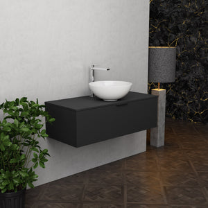 Inda - Mobile bagno L.100 con lavabo in appoggio / Nero opaco 1 cassetto - Topazio