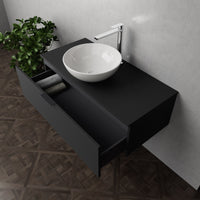 Inda - Mobile bagno L.100 con lavabo in appoggio / Nero opaco 1 cassetto - Topazio