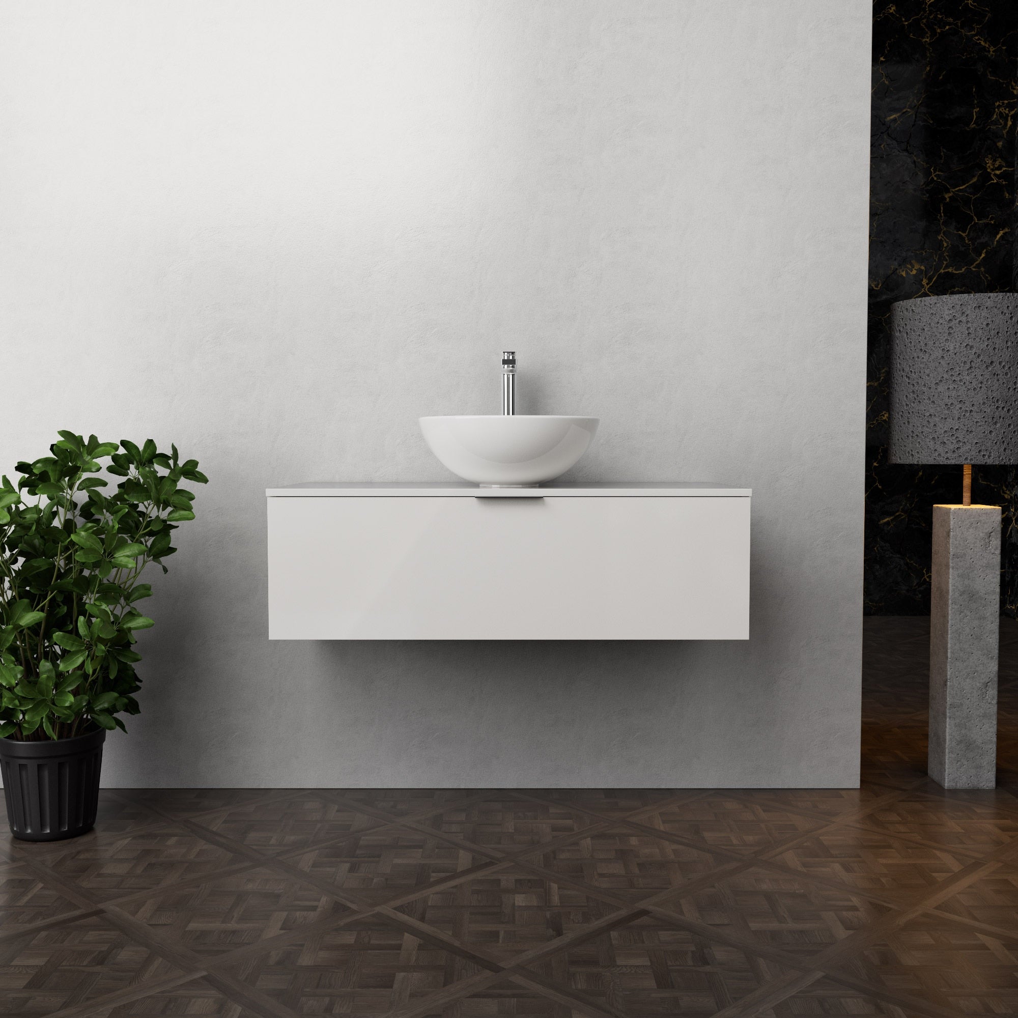 Inda - Mobile bagno L.100 con lavabo in appoggio / Bianco lucido 1 cassetto - Topazio