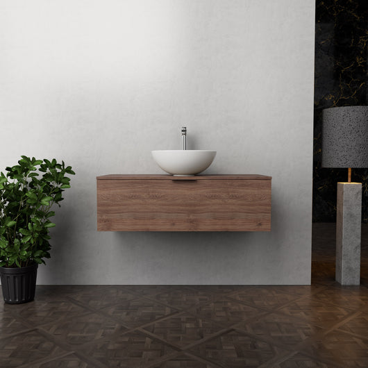 Inda - Mobile bagno L.100 con lavabo in appoggio / Rovere castano 1 cassetto - Topazio