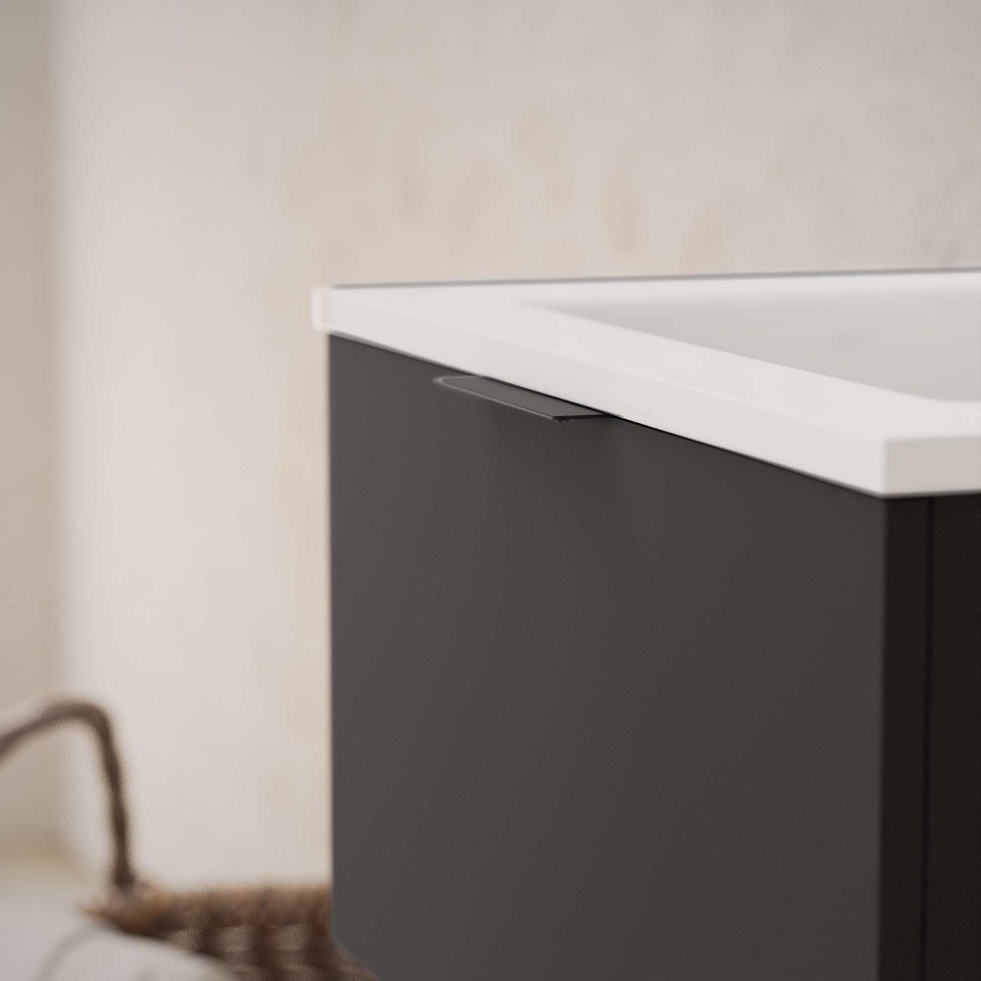 Inda - Mobile bagno L.60 con lavabo lucido / Nero opaco 2 cassetti - Topazio