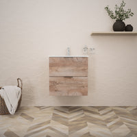 Inda - Mobile bagno L.60 con lavabo lucido / Rovere naturale 2 cassetti - Topazio