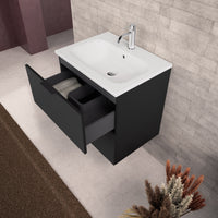 Inda - Mobile bagno L.60 con lavabo opaco / Nero opaco 2 cassetti - Topazio