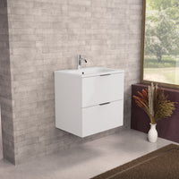 Inda - Mobile bagno L.60 con lavabo opaco / Bianco lucido 2 cassetti - Topazio