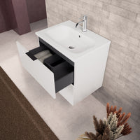 Inda - Mobile bagno L.60 con lavabo opaco / Bianco lucido 2 cassetti - Topazio