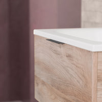 Inda - Mobile bagno L.60 con lavabo opaco / Rovere naturale 2 cassetti - Topazio