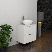 Inda - Mobile bagno L.60 con lavabo in appoggio / Bianco opaco 2 cassetti - Topazio
