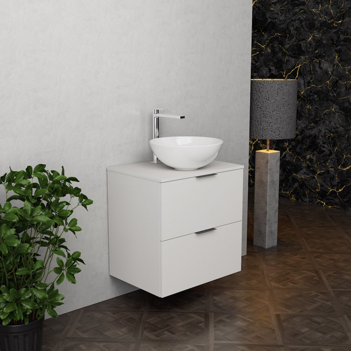 Inda - Mobile bagno L.60 con lavabo in appoggio / Bianco opaco 2 cassetti - Topazio
