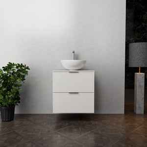 Inda - Mobile bagno L.60 con lavabo in appoggio / Bianco lucido 2 cassetti - Topazio