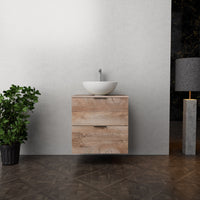 Inda - Mobile bagno L.60 con lavabo in appoggio / Rovere naturale 2 cassetti - Topazio