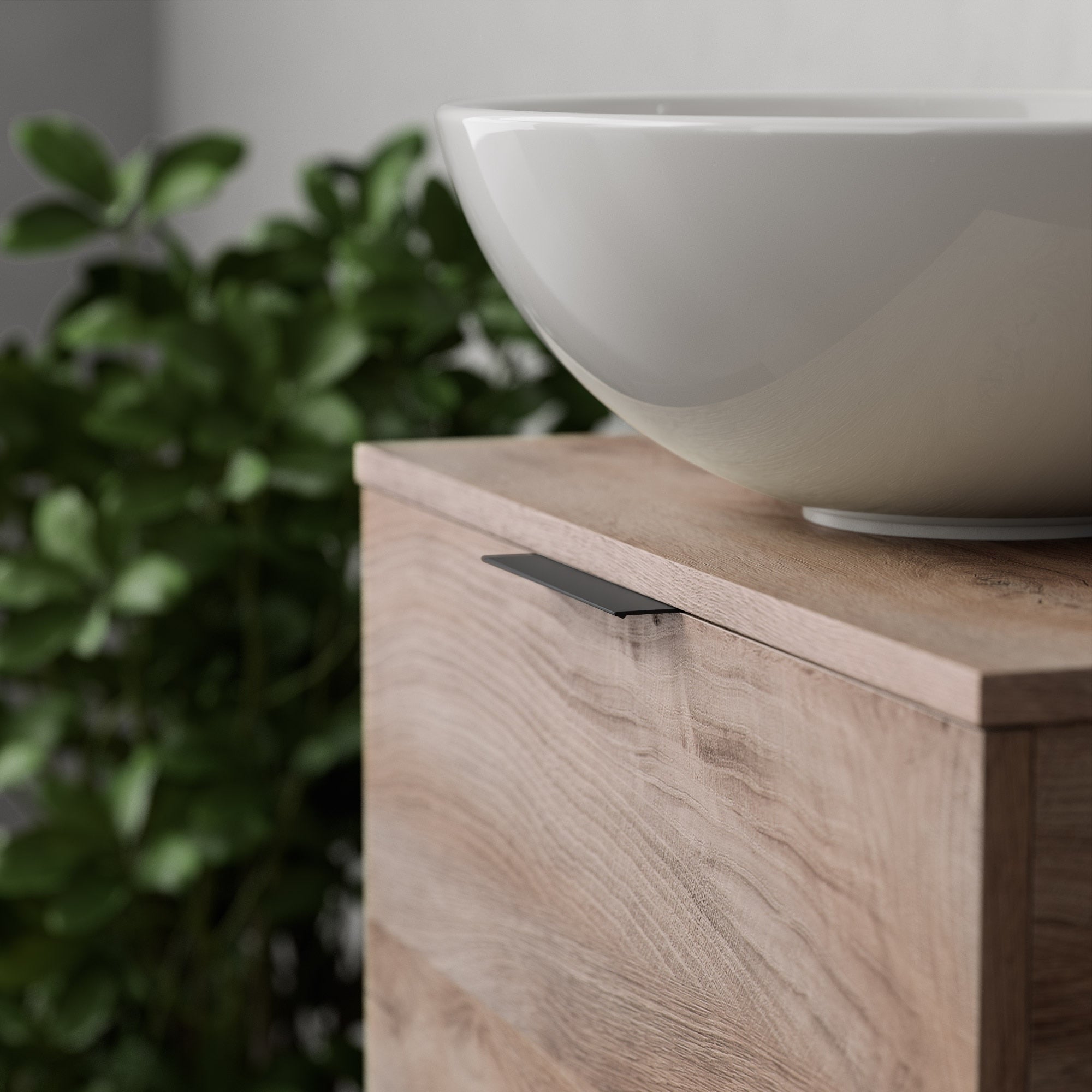 Inda - Mobile bagno L.60 con lavabo in appoggio / Rovere naturale 2 cassetti - Topazio