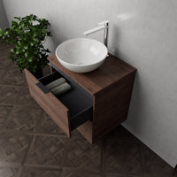 Inda - Mobile bagno L.60 con lavabo in appoggio / Rovere castano 2 cassetti - Topazio