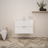 Inda - Mobile bagno L.80 con lavabo lucido / Bianco lucido 2 cassetti - Topazio