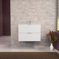 Inda - Mobile bagno L.80 con lavabo opaco / Bianco opaco 2 cassetti - Topazio