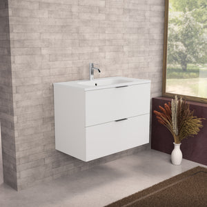 Inda - Mobile bagno L.80 con lavabo opaco / Bianco opaco 2 cassetti - Topazio