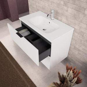 Inda - Mobile bagno L.80 con lavabo opaco / Bianco opaco 2 cassetti - Topazio