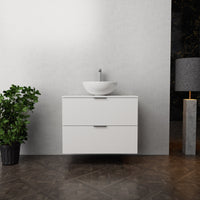Inda - Mobile bagno L.80 con lavabo in appoggio / Bianco opaco 2 cassetti - Topazio