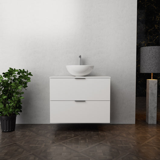 Inda - Mobile bagno L.80 con lavabo in appoggio / Bianco opaco 2 cassetti - Topazio