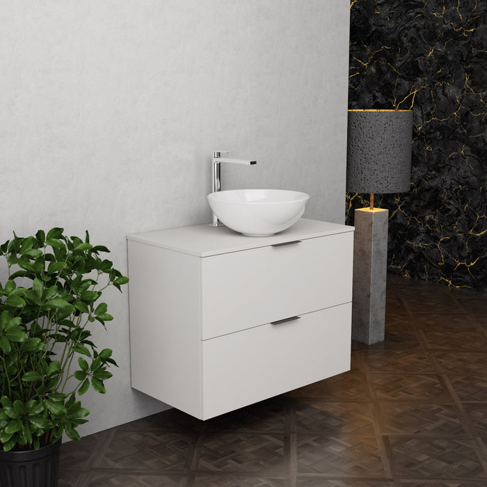 Inda - Mobile bagno L.80 con lavabo in appoggio / Bianco opaco 2 cassetti - Topazio