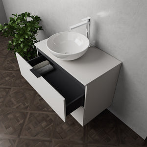 Inda - Mobile bagno L.80 con lavabo in appoggio / Bianco opaco 2 cassetti - Topazio