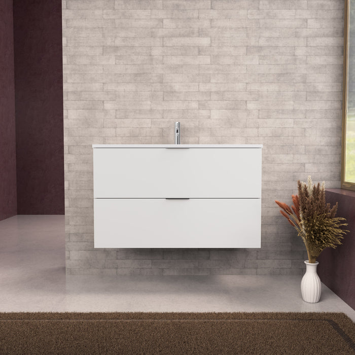 Inda - Mobile bagno L.100 con lavabo opaco / Bianco opaco 2 cassetti - Topazio