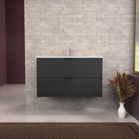 Inda - Mobile bagno L.100 con lavabo opaco / Nero opaco 2 cassetti - Topazio