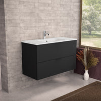 Inda - Mobile bagno L.100 con lavabo opaco / Nero opaco 2 cassetti - Topazio