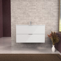 Inda - Mobile bagno L.100 con lavabo opaco / Bianco lucido 2 cassetti - Topazio