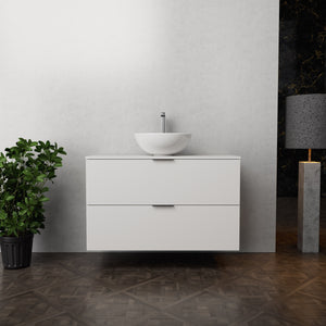Inda - Mobile bagno L.100 con lavabo in appoggio / Bianco opaco 2 cassetti - Topazio