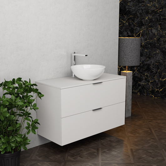 Inda - Mobile bagno L.100 con lavabo in appoggio / Bianco opaco 2 cassetti - Topazio