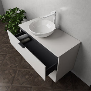 Inda - Mobile bagno L.100 con lavabo in appoggio / Bianco opaco 2 cassetti - Topazio
