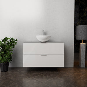 Inda - Mobile bagno L.100 con lavabo in appoggio / Bianco lucido 2 cassetti - Topazio