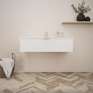 Inda - Mobile bagno L.120 con lavabo lucido / Bianco opaco 1 cassetto - Topazio