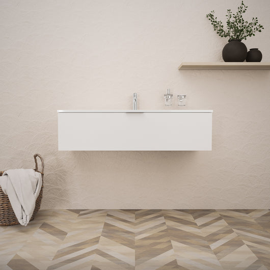 Inda - Mobile bagno L.120 con lavabo lucido / Bianco opaco 1 cassetto - Topazio