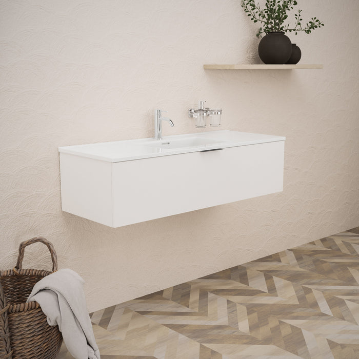 Inda - Mobile bagno L.120 con lavabo lucido / Bianco opaco 1 cassetto - Topazio