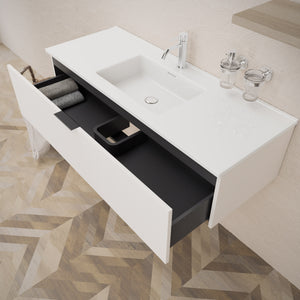 Inda - Mobile bagno L.120 con lavabo lucido / Bianco opaco 1 cassetto - Topazio