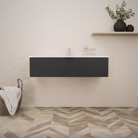 Inda - Mobile bagno L.120 con lavabo lucido / Nero opaco 1 cassetto - Topazio