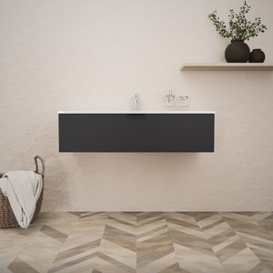 Inda - Mobile bagno L.120 con lavabo lucido / Nero opaco 1 cassetto - Topazio