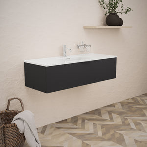Inda - Mobile bagno L.120 con lavabo lucido / Nero opaco 1 cassetto - Topazio