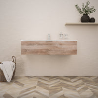 Inda - Mobile bagno L.120 con lavabo lucido / Rovere naturale 1 cassetto - Topazio