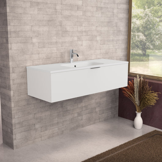 Inda - Mobile bagno L.120 con lavabo opaco / Bianco opaco 1 cassetto - Topazio