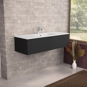 Inda - Mobile bagno L.120 con lavabo opaco / Nero opaco 1 cassetto - Topazio