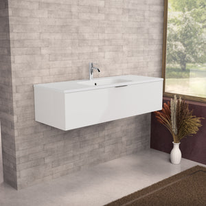 Inda - Mobile bagno L.120 con lavabo opaco / Bianco lucido 1 cassetto - Topazio