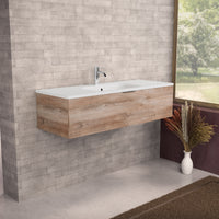 Inda - Mobile bagno L.120 con lavabo opaco / Rovere naturale 1 cassetto - Topazio