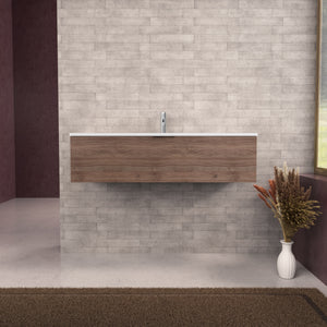 Inda - Mobile bagno L.120 con lavabo opaco / Rovere castano 1 cassetto - Topazio