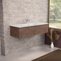 Inda - Mobile bagno L.120 con lavabo opaco / Rovere castano 1 cassetto - Topazio