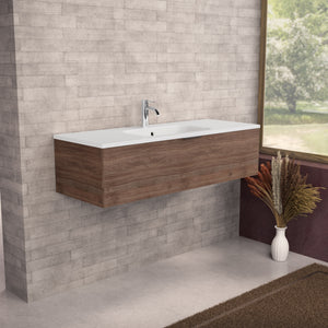 Inda - Mobile bagno L.120 con lavabo opaco / Rovere castano 1 cassetto - Topazio