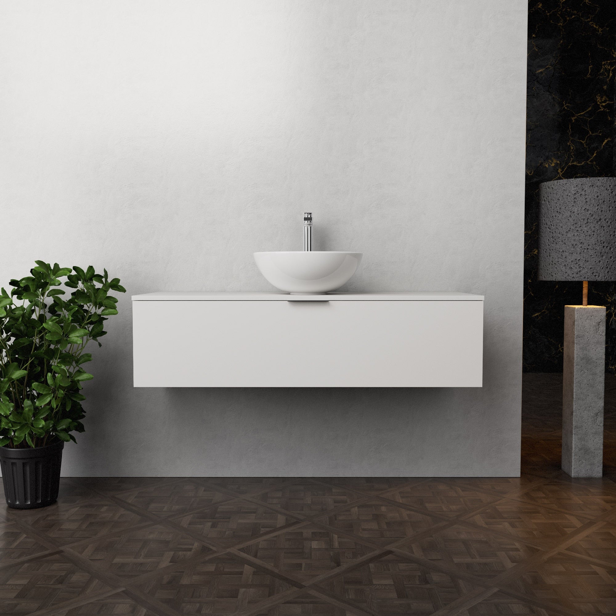 Inda - Mobile bagno L.120 con lavabo in appoggio / Bianco opaco 1 cassetto - Topazio