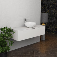 Inda - Mobile bagno L.120 con lavabo in appoggio / Bianco opaco 1 cassetto - Topazio